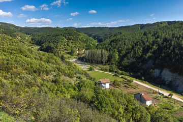 Naklejka premium Spring Landscape near rock formation Stob pyramids, Rila Mountain, Kyustendil region, Bulgaria