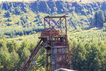 Wheel and winch system of a long since closed and abandoned coal mine (Tower Colliery, Wales)