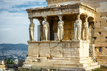 Caryatid Porch of Erechtheion on the Acropolis of Athens
