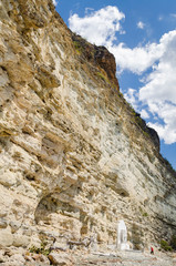 Jose Marti monument at the bottom of a cliff in Cajobabo beach, Guantanamo Cuba