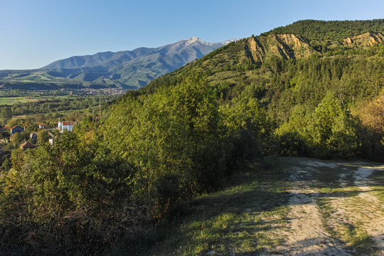 Spring Landscape near rock formation Stob pyramids, Rila Mountain, Kyustendil region, Bulgaria