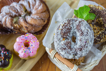 donut in a wicker basket