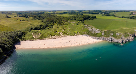 A beautiful, wide, sandy beach (Barafundle Bay, West Wales, UK)