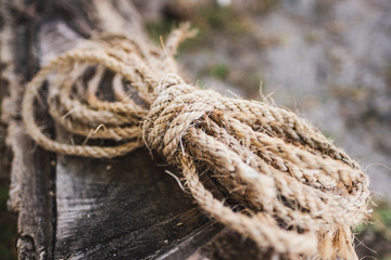 Old rope resting over old timber