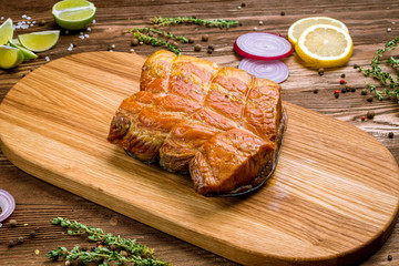 Hot smoked sturgeon fillet