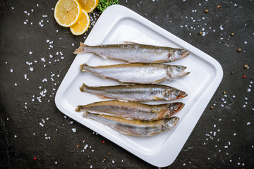 frozen smelt on plate