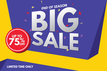 Sale Banner. Big Sale Banner Template Design. Sale and Discount. Vector Illustration.