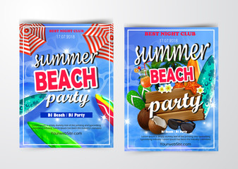 Naklejka premium Poster for summer and beach party background