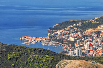 Aerial view of the city Bar, Montenegro