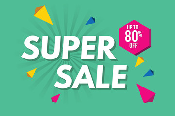 Super Sale Banner Template. Sale Banner Design. Abstract Sale Banner.