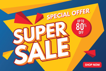 Super Sale Banner Template. Sale Banner Design. Abstract Sale Banner.