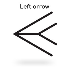 Left arrow icon vector sign and symbol isolated on white background, Left arrow logo concept