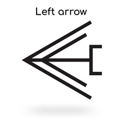 Left arrow icon vector sign and symbol isolated on white background, Left arrow logo concept