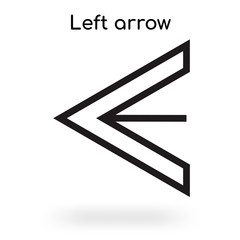 Left arrow icon vector sign and symbol isolated on white background, Left arrow logo concept