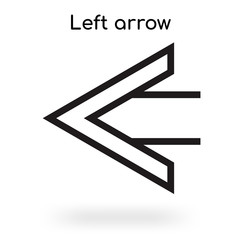 Left arrow icon vector sign and symbol isolated on white background, Left arrow logo concept