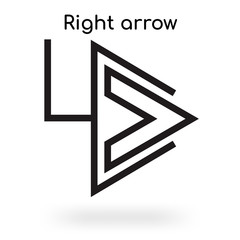 Right arrow icon vector sign and symbol isolated on white background, Right arrow logo concept