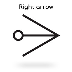 Right arrow icon vector sign and symbol isolated on white background, Right arrow logo concept