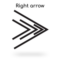 Right arrow icon vector sign and symbol isolated on white background, Right arrow logo concept