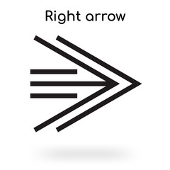 Right arrow icon vector sign and symbol isolated on white background, Right arrow logo concept
