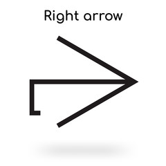 Right arrow icon vector sign and symbol isolated on white background, Right arrow logo concept