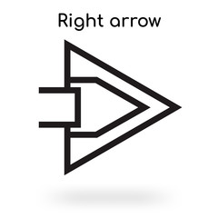 Right arrow icon vector sign and symbol isolated on white background, Right arrow logo concept