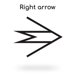 Right arrow icon vector sign and symbol isolated on white background, Right arrow logo concept