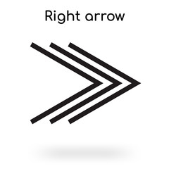 Right arrow icon vector sign and symbol isolated on white background, Right arrow logo concept