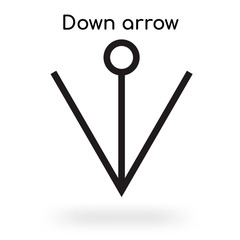 Down arrow icon vector sign and symbol isolated on white background, Down arrow logo concept
