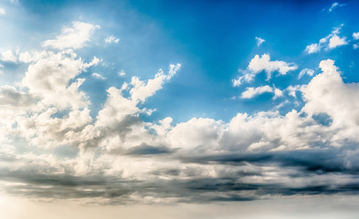 Blue sky with scenic clouds texture, useful as background