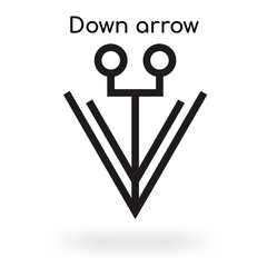 Down arrow icon vector sign and symbol isolated on white background, Down arrow logo concept