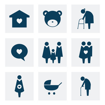 Collection of family icons pictogram illustration