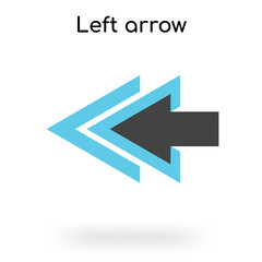 Left arrow icon vector sign and symbol isolated on white background, Left arrow logo concept
