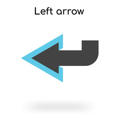 Left arrow icon vector sign and symbol isolated on white background, Left arrow logo concept