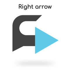 Right arrow icon vector sign and symbol isolated on white background, Right arrow logo concept