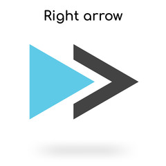 Fototapeta premium Right arrow icon vector sign and symbol isolated on white background, Right arrow logo concept