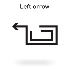Fototapeta premium Left arrow icon vector sign and symbol isolated on white background, Left arrow logo concept