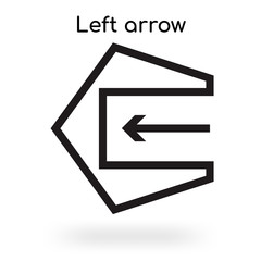 Fototapeta premium Left arrow icon vector sign and symbol isolated on white background, Left arrow logo concept