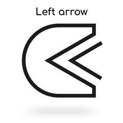 Left arrow icon vector sign and symbol isolated on white background, Left arrow logo concept