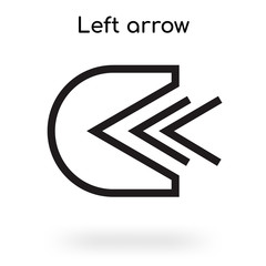 Left arrow icon vector sign and symbol isolated on white background, Left arrow logo concept
