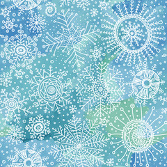 Abstract Christmas illustration. Vector seamless snowflakes pattern. Xmas background.