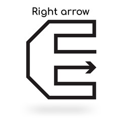 Right arrow icon vector sign and symbol isolated on white background, Right arrow logo concept