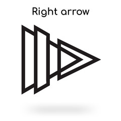 Right arrow icon vector sign and symbol isolated on white background, Right arrow logo concept