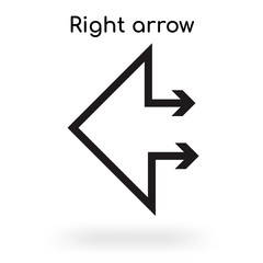 Right arrow icon vector sign and symbol isolated on white background, Right arrow logo concept