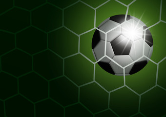 Soccer ball in goal with light vector illustration