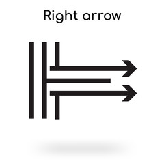 Right arrow icon vector sign and symbol isolated on white background, Right arrow logo concept