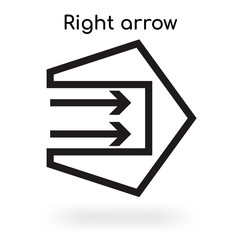 Right arrow icon vector sign and symbol isolated on white background, Right arrow logo concept