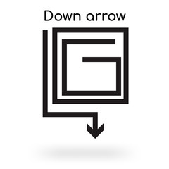 Down arrow icon vector sign and symbol isolated on white background, Down arrow logo concept