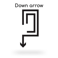 Down arrow icon vector sign and symbol isolated on white background, Down arrow logo concept