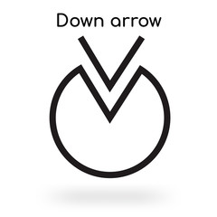 Down arrow icon vector sign and symbol isolated on white background, Down arrow logo concept