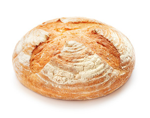 single whole loaf of bread isolated on white background